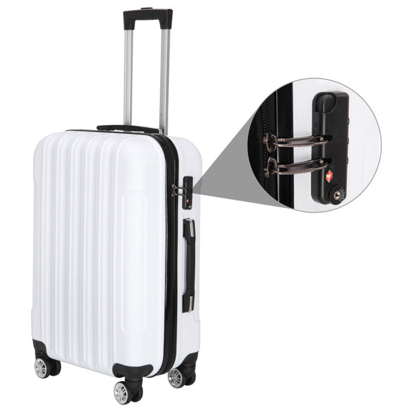 Set of 3 Lightweight White Hard-Shell Suitcases (20", 24", and 28") with Universal Wheels