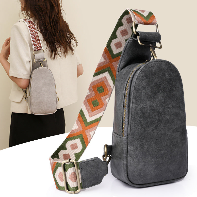 Crossbody Vegan Leather Sling Bag with Guitar Strap