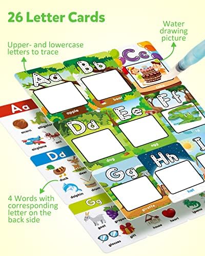 Coogam Alphabet Water Coloring Cards, Aqua Painting Doddle Flashcards, Drawing 26 Letters ABC Words, Educational Learning Toy Gift for 3 4 5 Year Old Kids Toddlers