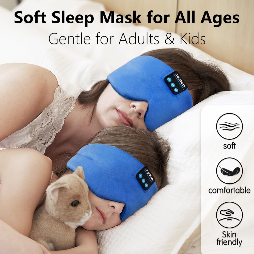 Joythink High-Tech Satin Wraparound Sleep Mask with Built-In Bluetooth Headphones (Blue)