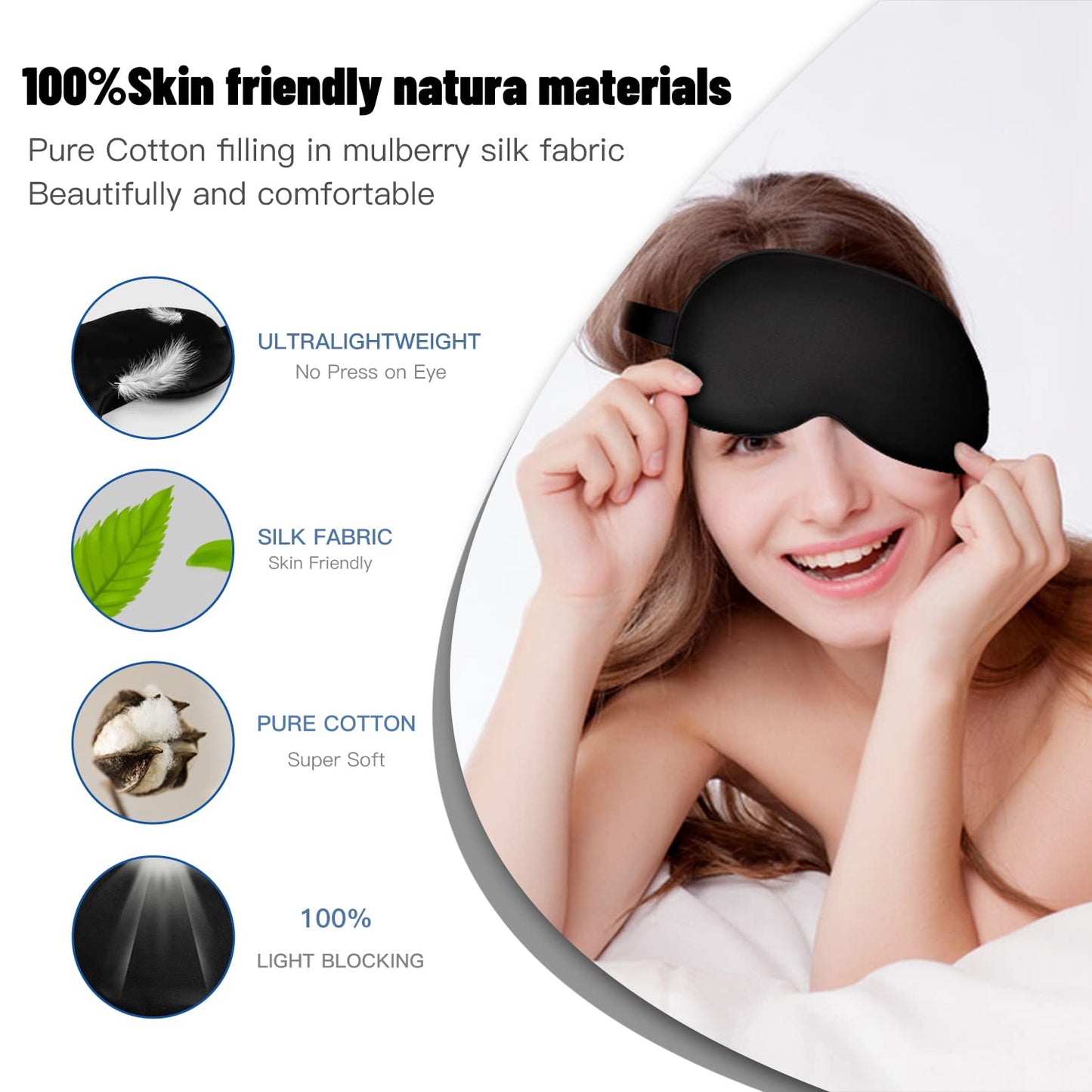 Satin Sleep Mask with Adjustable Strap (Black)