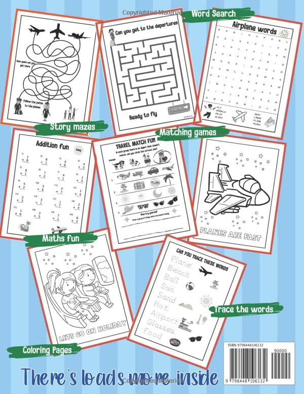 Airplane Activity Book For Kids Ages 4-8: A Fun Airplane Travel Activity Book | Perfect For Road Trips And Family Fun: Perfect Travel Gift With 60+ Activities For Boys And Girls Ages 4,5,6,7,8,9,10