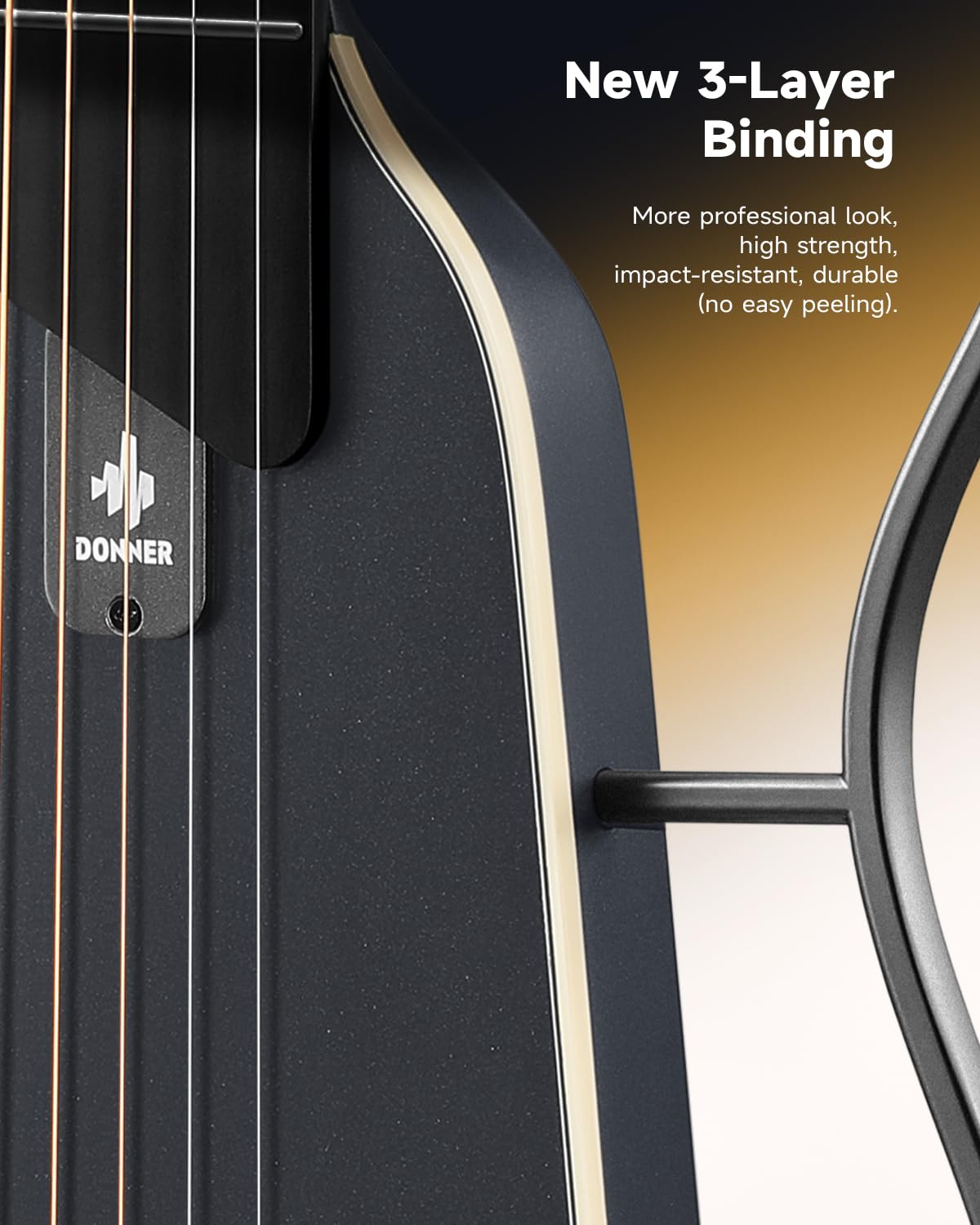 Donner HUSH I EVO2 Acoustic Electric Travel Guitar (Black)