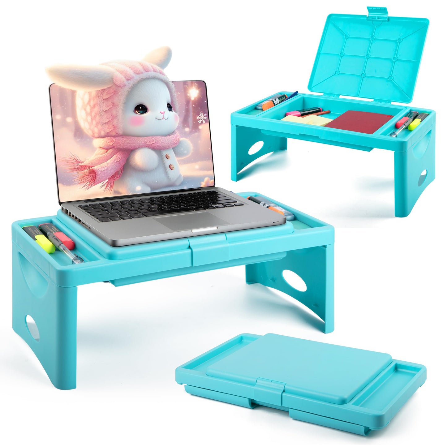Loddie Doddie Foldable Lap Desk with Storage Pocket for Travel, Breakfast in Bed & Gaming - Car & Lap Tray Table for Children - Kids Desk - Car Travel Essentials for Long Trips