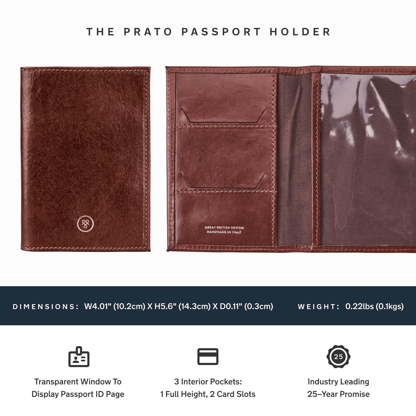 Maxwell Scott - Luxury Leather Passport Holder Cover for Luxury Travel - Made from Full Grain Hides - The Prato Chestnut Tan