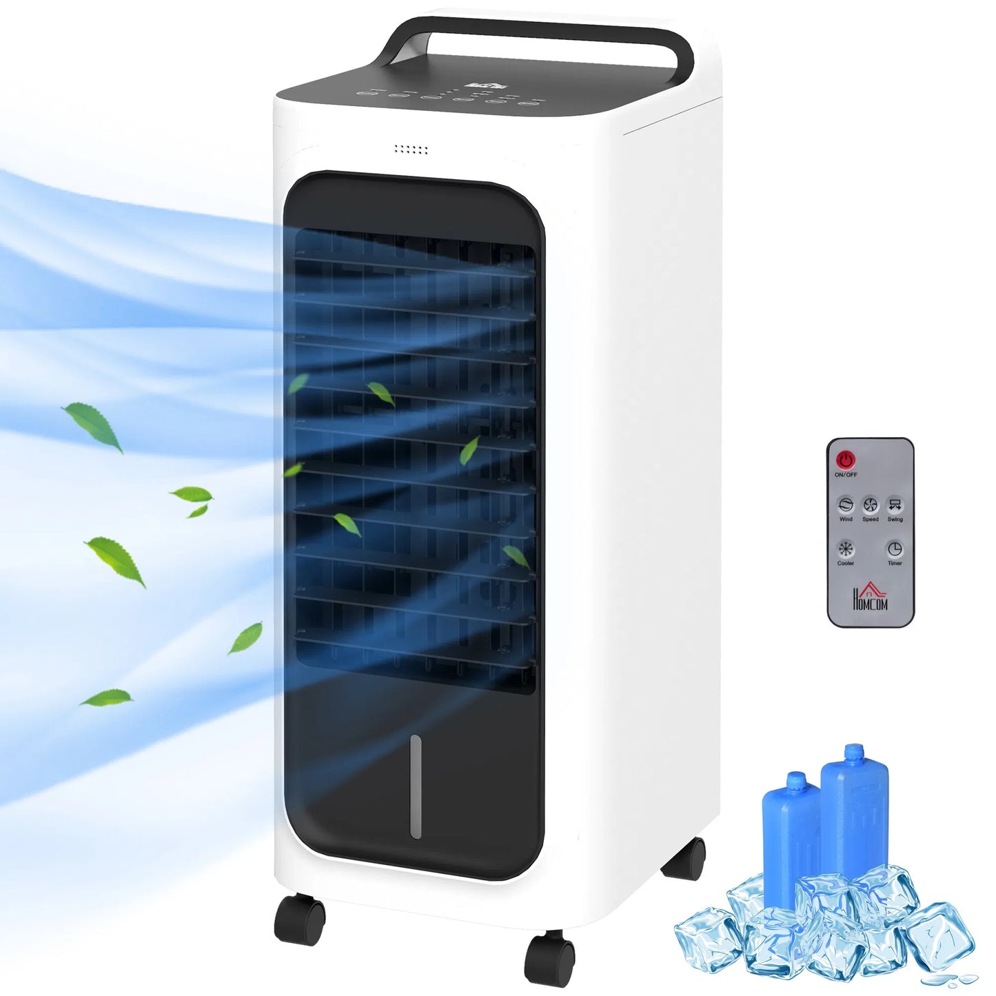 FREE U.S. SHIPPING! “Menofan Midi” 1.3 Gallon HOMCOM Evaporative Air Cooler with Ice Packs, 3-in-1 Ice Cooling Fan, Portable Swamp Cooler with Water Tank, Timer, Oscillating, Remote, for Home, Office or Bedroom