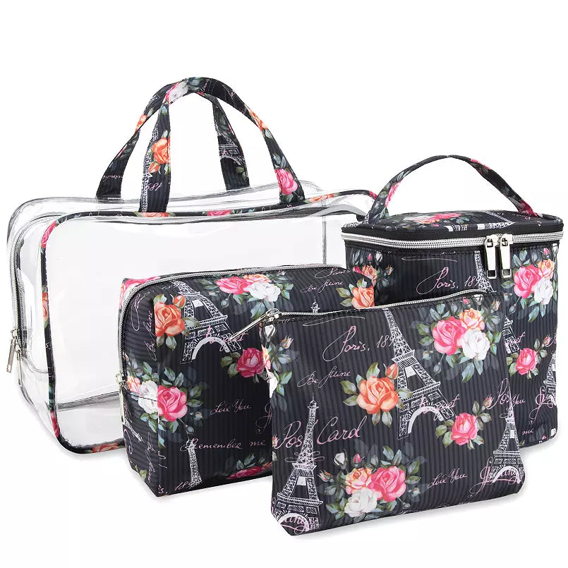 Emma & Chloe Large 4-Piece Travel Tote Set - Paris Theme