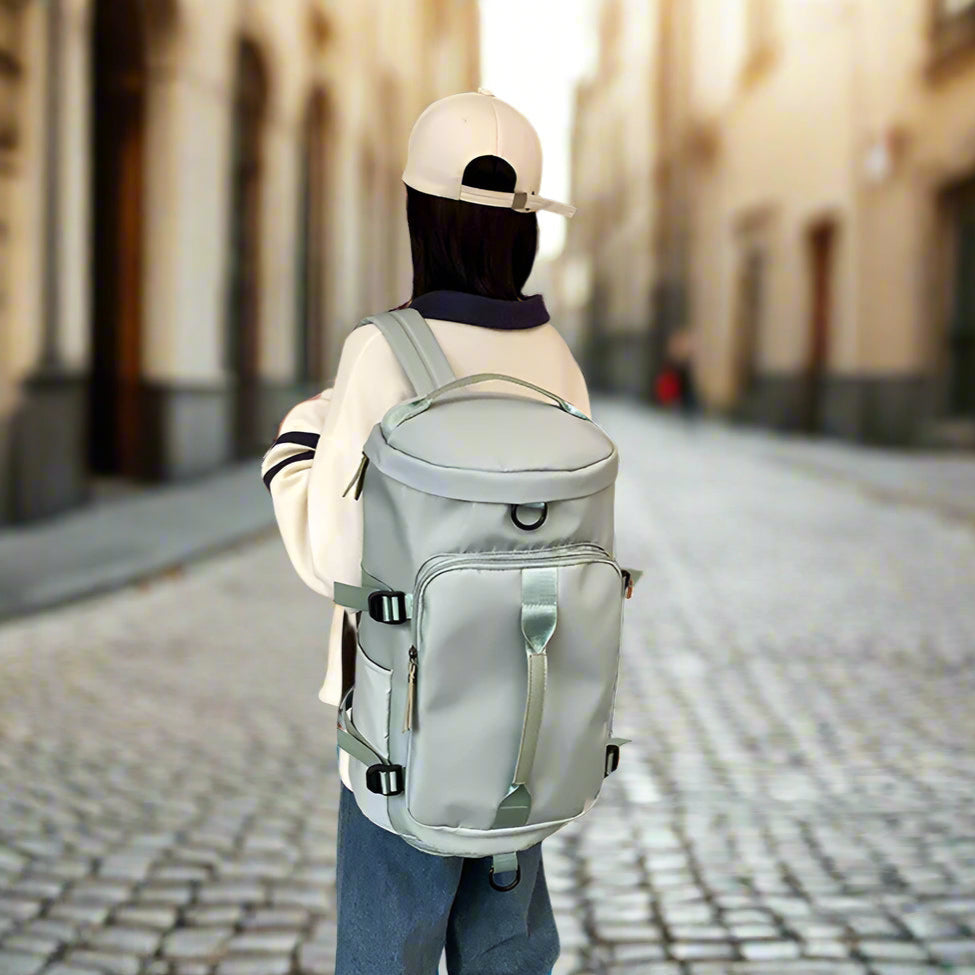 Oversized Waterproof Two-Tone or Solid Color Large Backpack with Top Handle - Space for Shoes and Other Essentials