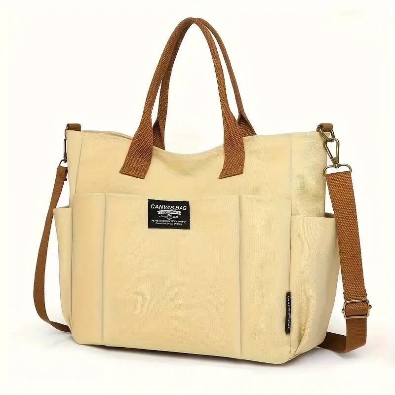 Multi-Pocket Tote Bag For Women, Retro Canvas Shoulder Bag, Versatile Crossbody Bag For Daily Use