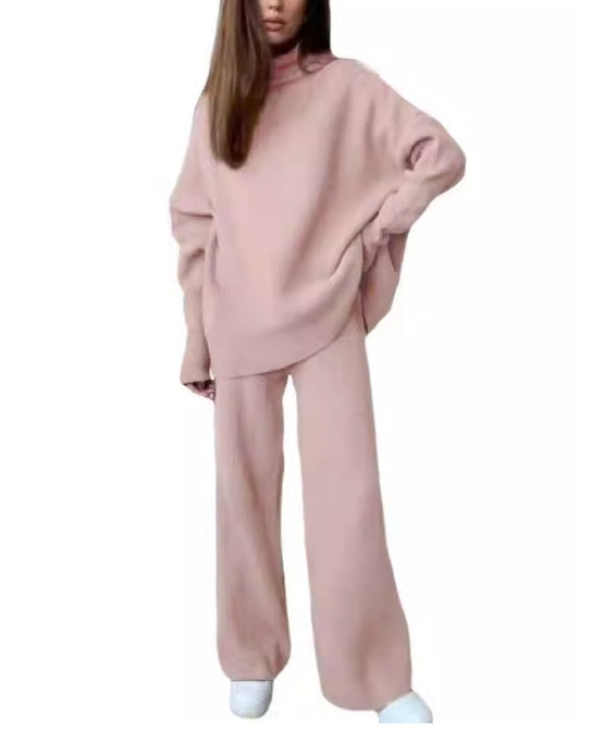 Knitted Turtleneck Sweater and Pants Set