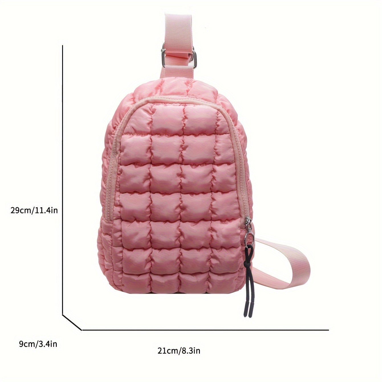 Chic Quilted Crossbody Bag with Adjustable Strap and Zip Closure