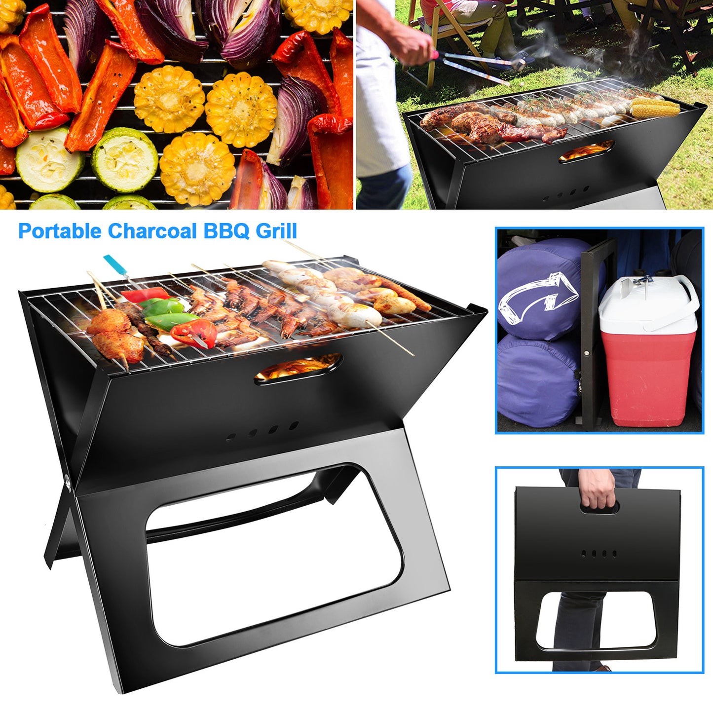 Portable BBQ Grill Foldable Charcoal Grill Camping Garden Outdoor Travel