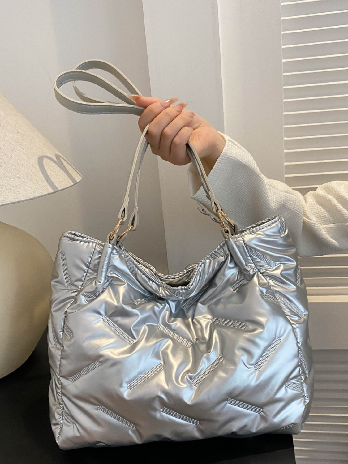 Edgy Metallic Shoulder Bag in Gold, Silver, Pink, Creampuff or Midnight