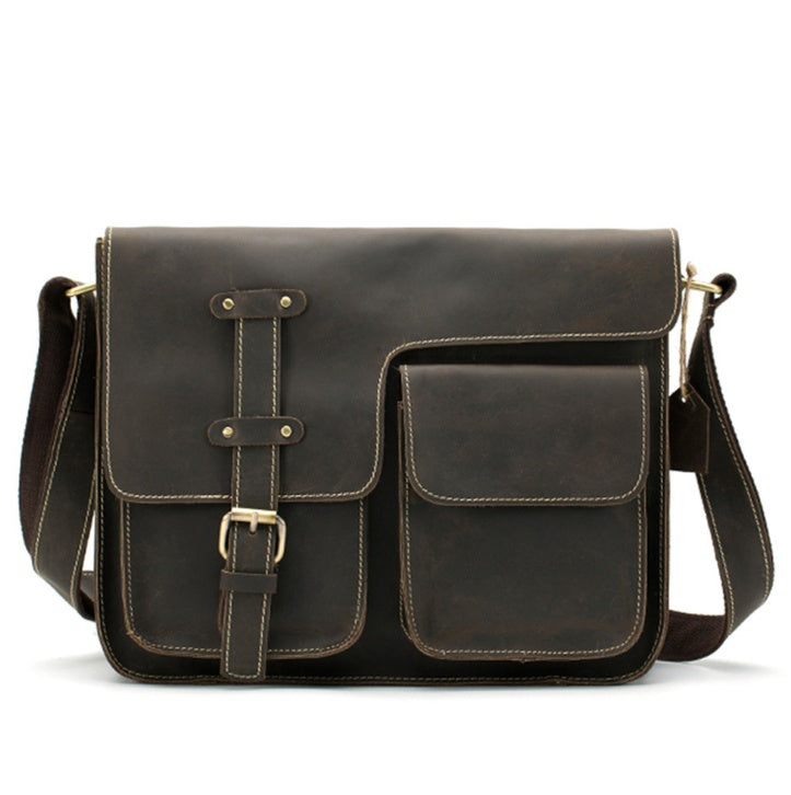 Retro Crazy Horse Leather Men's Crossbody Shoulder Crossbody Bag