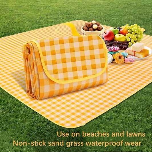 Waterproof Picnic Blanket - 2 M X 2 M, Thickened Aluminum Mold Moisture Resistant, Portable Outdoor Camping Mat, Tote Style Design, Suitable For Picnics, Beaches, Hiking And Festivals