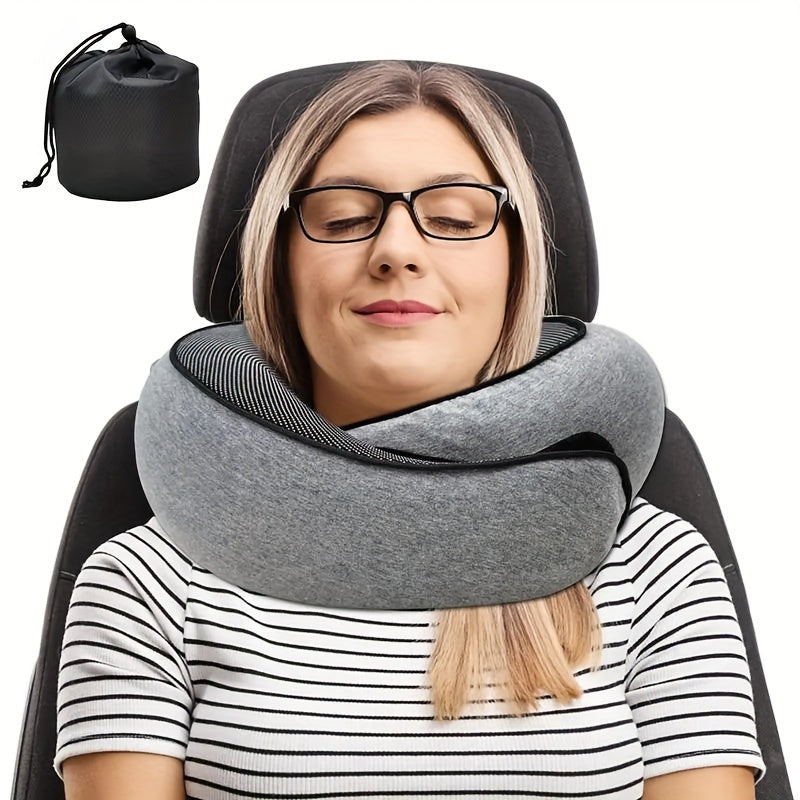 Ergonomic Memory Foam Travel Pillow with Carry Bag