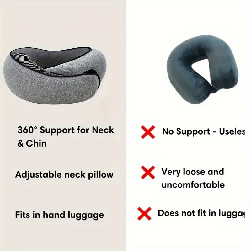 Ergonomic Memory Foam Travel Pillow with Carry Bag