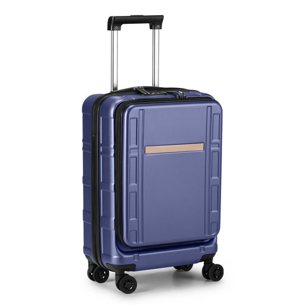 FCH Front Opening 20-inch Expandable ABS, PC Trolley Case 20in Silent Wheels, Inner Iron And Outer Aluminum Trolley Rod, Classic Color - Royal Blue
