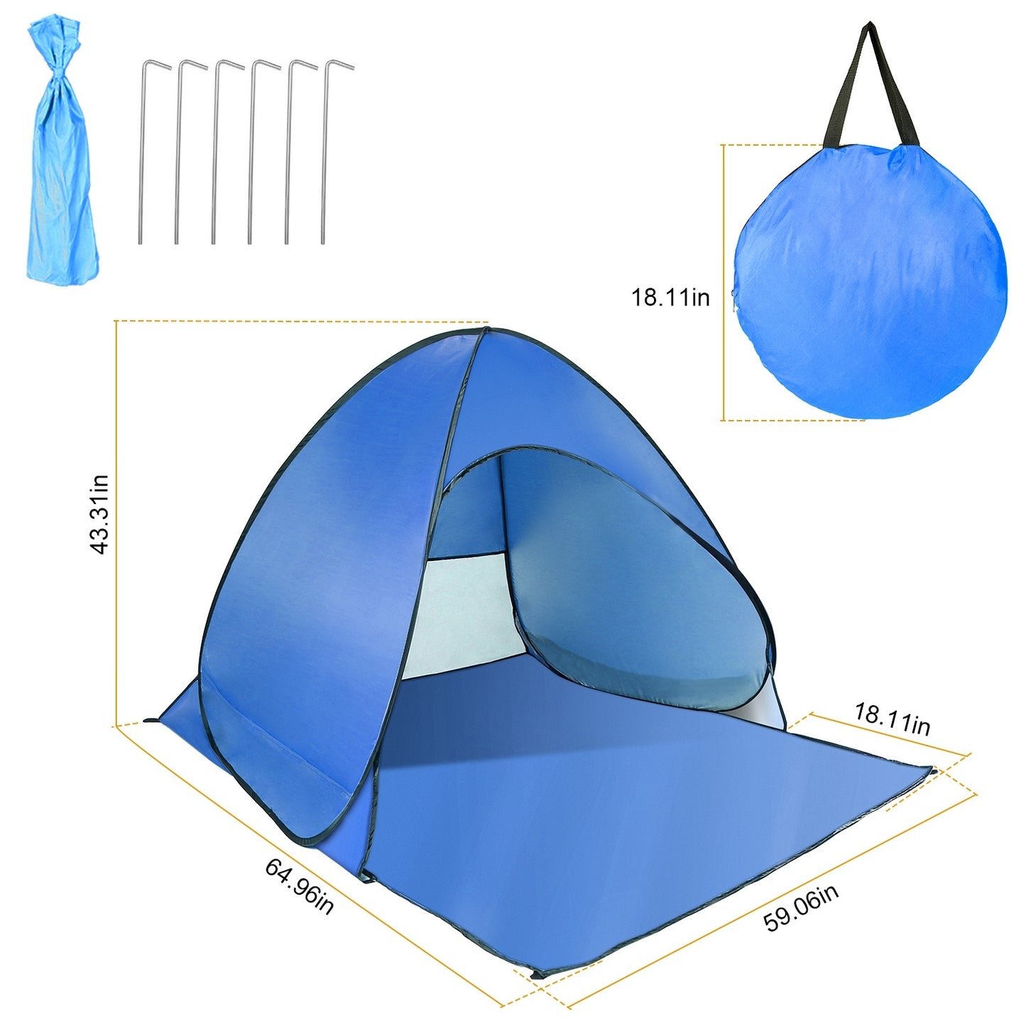 Pop-up Beach Tent, Sunshade, UV-proof Automatic Waterproof Tent For 2-3 People, With Mesh Window Storage Bag, Suitable For Outdoor Beach, Camping, Fishing, Park, Lake, Banned From Sale On Walmart
