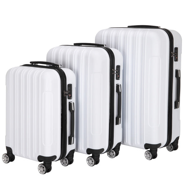 Set of 3 Lightweight White Hard-Shell Suitcases (20", 24", and 28") with Universal Wheels