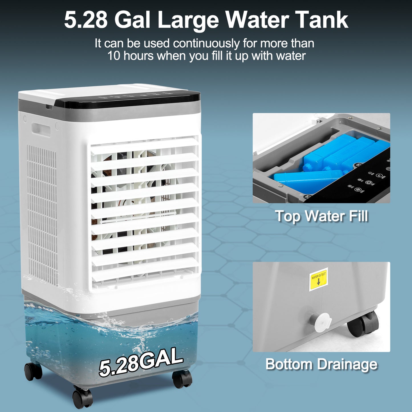 FREE SHIPPING! “Menofan Mobile” 5-Gallon 29” Evaporative Air Cooler and Fan with 3-in-1 Cooling and Humidification with 12-Hour Timer and Remote Control