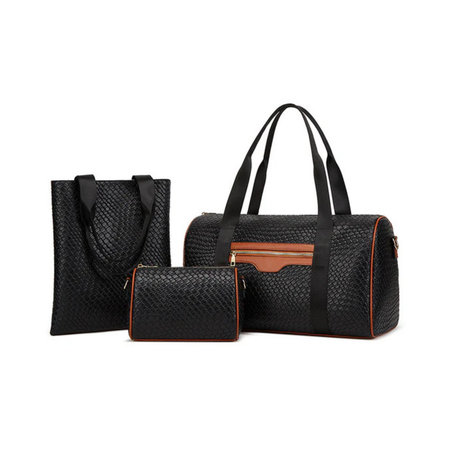 3-Piece Cleanable Travel Set with Carry-On Duffle, Magazine Bag and Essentials Pouch (Red, Cream, Khaki, Black or Pink)