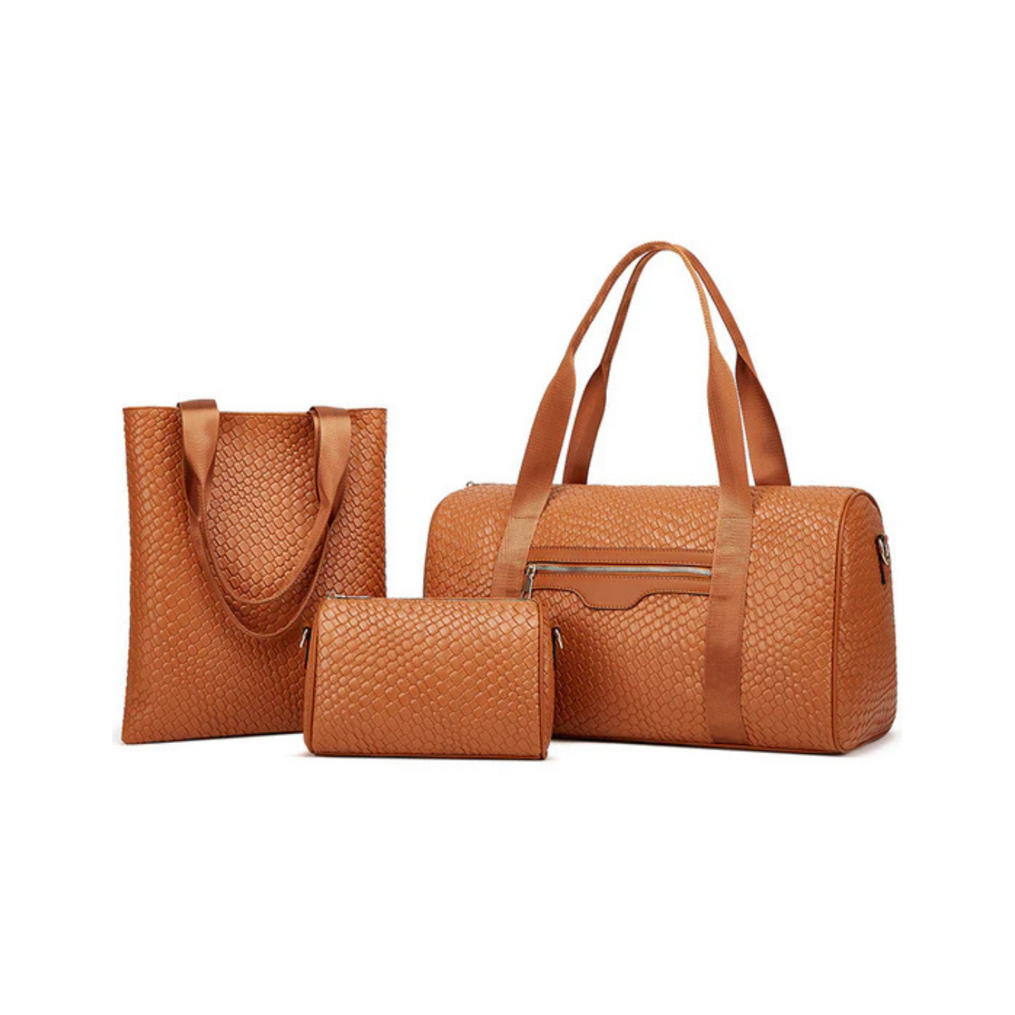 3-Piece Cleanable Travel Set with Carry-On Duffle, Magazine Bag and Essentials Pouch (Red, Cream, Khaki, Black or Pink)