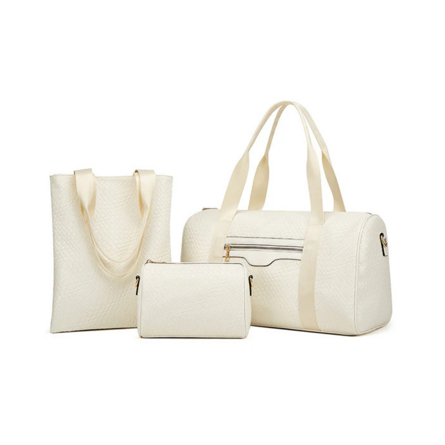 3-Piece Cleanable Travel Set with Carry-On Duffle, Magazine Bag and Essentials Pouch (Red, Cream, Khaki, Black or Pink)