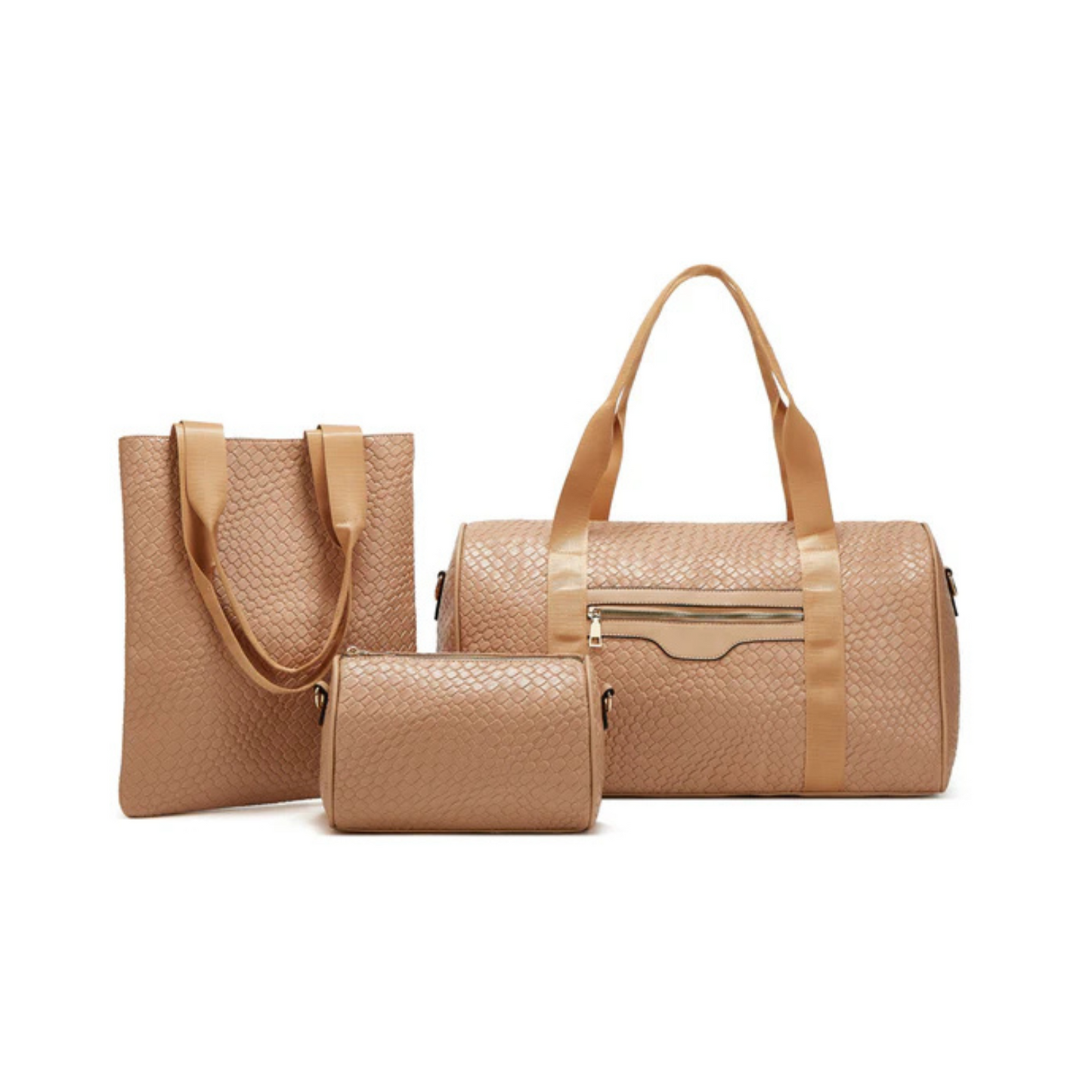 3-Piece Cleanable Travel Set with Carry-On Duffle, Magazine Bag and Essentials Pouch (Red, Cream, Khaki, Black or Pink)