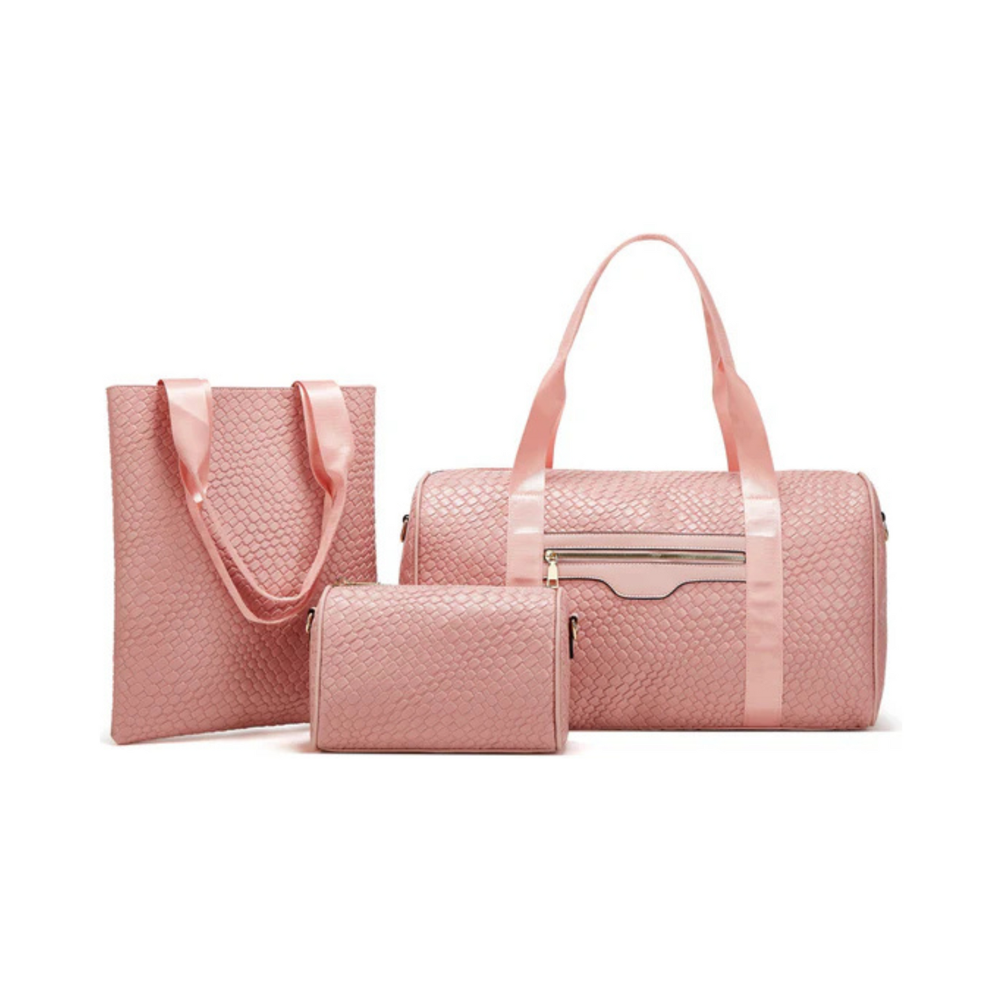 3-Piece Cleanable Travel Set with Carry-On Duffle, Magazine Bag and Essentials Pouch (Red, Cream, Khaki, Black or Pink)