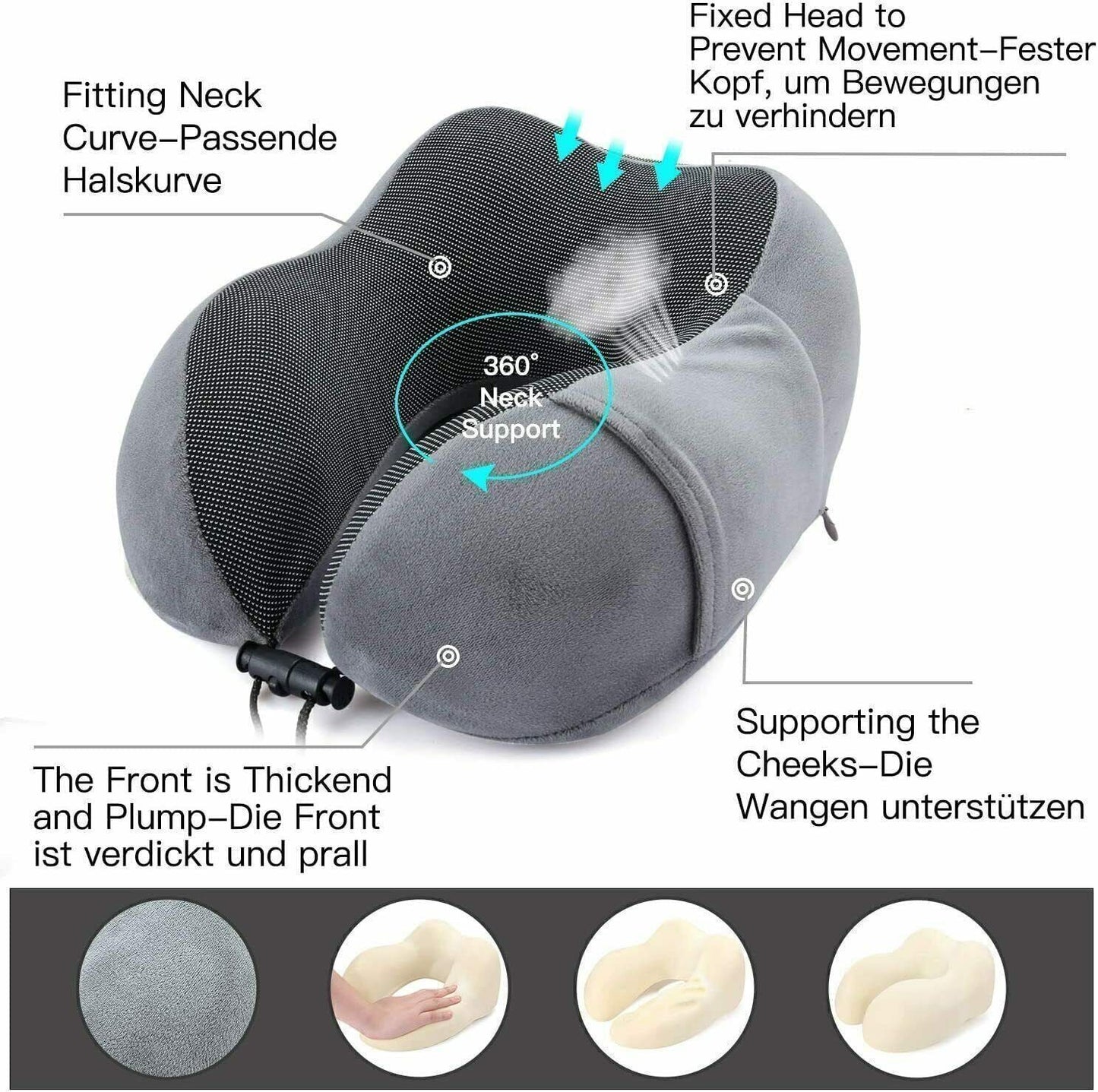 Memory Foam U Shaped Travel Pillow Neck Support Soft Head Rest Car Plane Cushion
