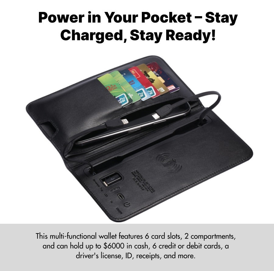 Smart Charging Travel Wallet with Built-In Power Bank