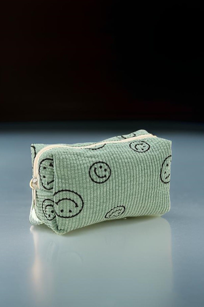 Zenana Smiley Face Corduroy Cosmetic Pouch