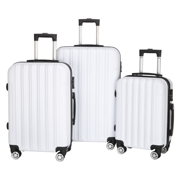 Set of 3 Lightweight White Hard-Shell Suitcases (20", 24", and 28") with Universal Wheels