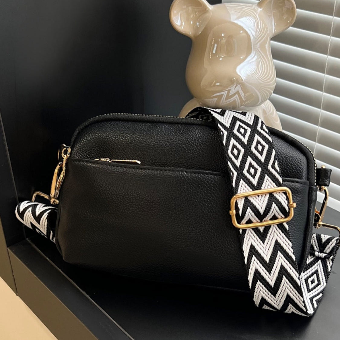 Petite Rectangular Crossbody Bag with Comfortable Coordinated Strap in Geometric Design