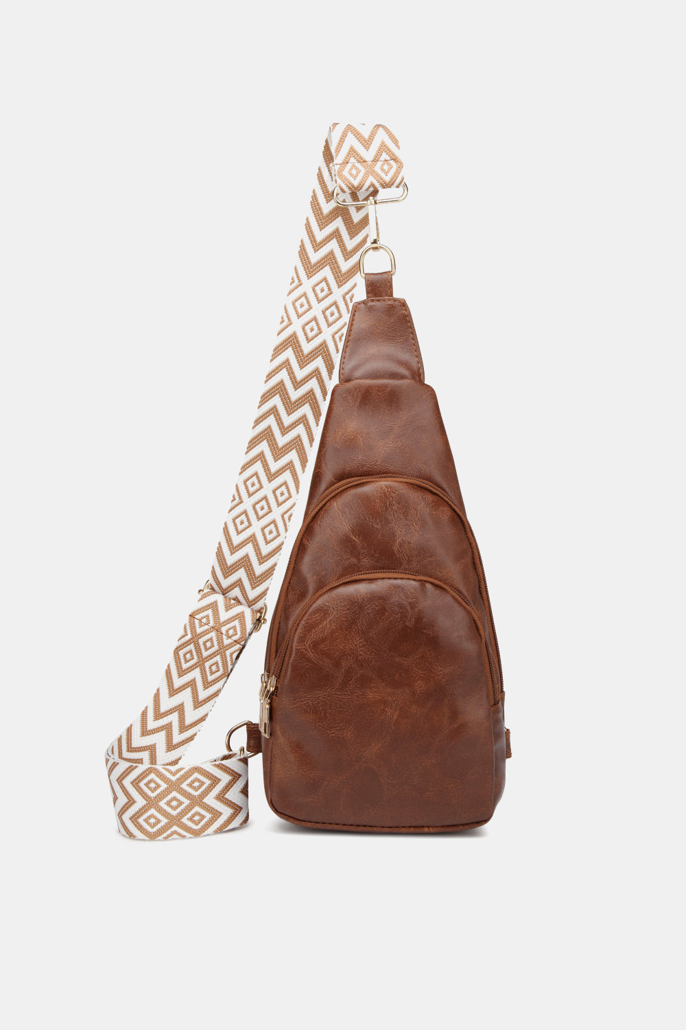 Elongated Faux Leather Sling Bag