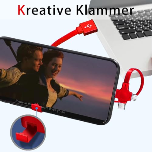 3-in-1 Retractable Multi-Tip Charging Cable with USB C, Micro USB, and Lightning Tips (Purple and Pink)