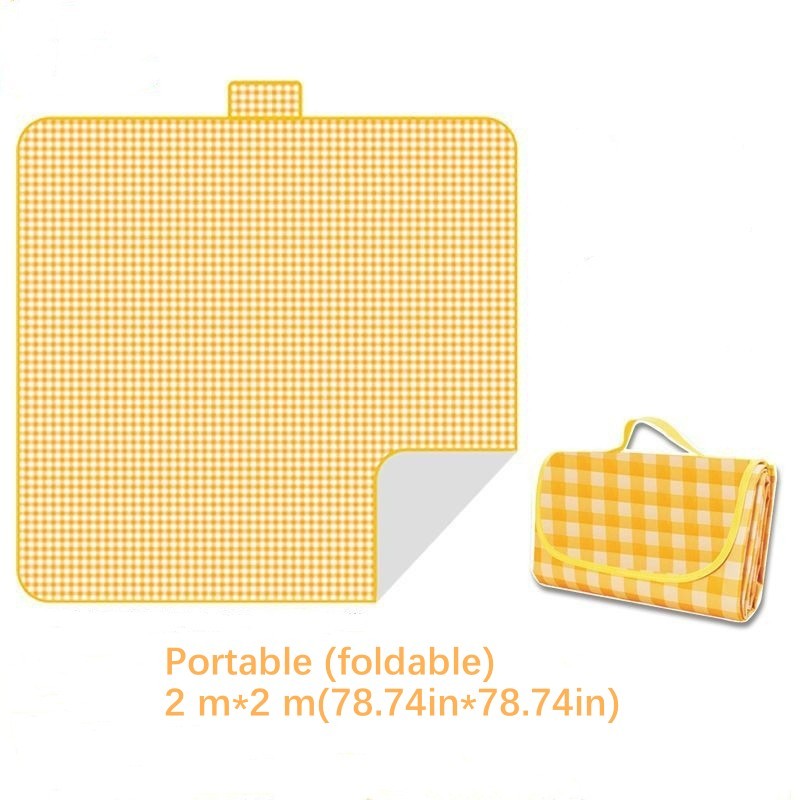 Waterproof Picnic Blanket - 2 M X 2 M, Thickened Aluminum Mold Moisture Resistant, Portable Outdoor Camping Mat, Tote Style Design, Suitable For Picnics, Beaches, Hiking And Festivals