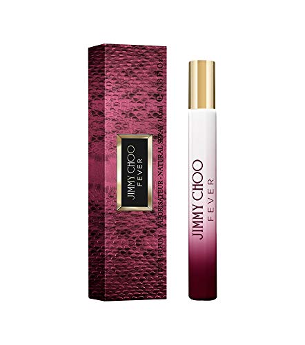 JIMMY CHOO Fever Eau de Parfum Travel Spray - Long Lasting Fragrance with notes of Black Plum Nectar, Heliotrope & Roasted Tonka Bean - Warm & Floral - 0.33 fl. oz.