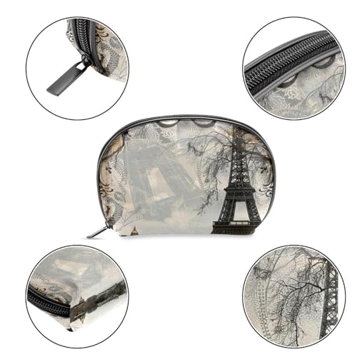 WOSHJIUK Makeup Bag Small,Makeup Travel Bag,Eiffel Tower Paris Vintage,Makeup Organizer Bag