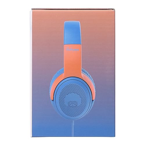 rockpapa Share 1 Kids Headphones Wired with Microphone & Share Port, 85dB/94dB Volume Limited, Cute Foldable Student Child Boys Girls Headphones for School/Classroom/Travel Blue/Orange