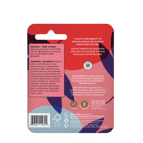 ATTITUDE Plastic-free Lip Balm, EWG Verified Plant- and Mineral-Based Ingredients, Vegan and Cruelty-free Personal Care Products, Watermelon, 0.3 Oz