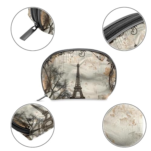 WOSHJIUK Makeup Bag Organizer,Cosmetic Bags for Women,Eiffel Tower Paris Vintage,Small Makeup Pouch