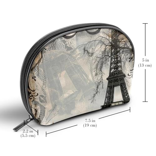 WOSHJIUK Makeup Bag Small,Makeup Travel Bag,Eiffel Tower Paris Vintage,Makeup Organizer Bag