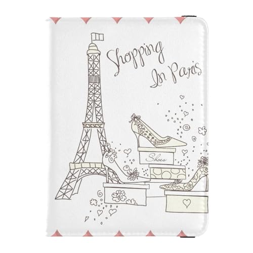 Passport Holder Women Shopping Paris Peach Creative PU Leather Passport Wallet Travel Gift 5.7 * 4.3in