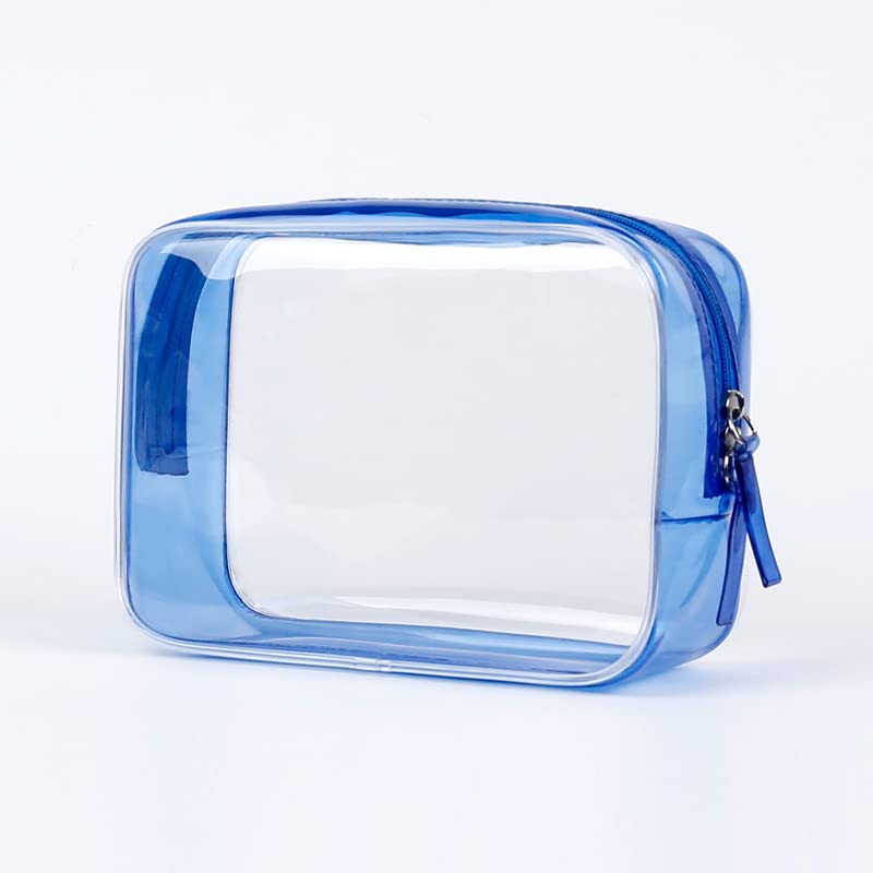 Clear Travel Bags for Toiletries, Lightweight Clear Toiletry Bag, 2 Pack Multipurpose Traveling Transparent TSA Cosmetic Bag Clear Pouch For Traveling-Blue