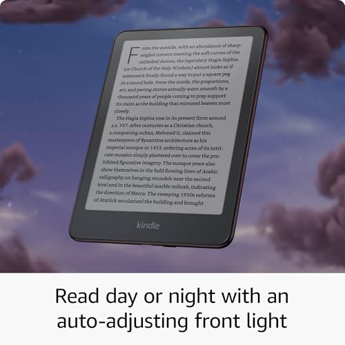 All-new Amazon Kindle Paperwhite Signature Edition (32 GB) – Our fastest Kindle with auto-adjusting front light, wireless charging, and weeks of battery life (Metallic Raspberry)