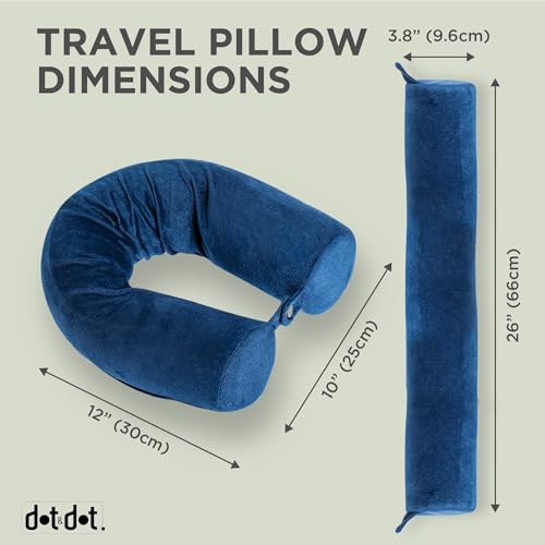 Dot&Dot Twist Memory Foam Travel Pillow for Airplanes - Travel Neck Pillow for Sleeping - Airplane Pillow for Neck Support - Adjustable, Bendable Neck Roll Pillow (Dark Blue, One Size)