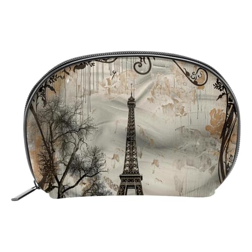 WOSHJIUK Makeup Bag Organizer,Cosmetic Bags for Women,Eiffel Tower Paris Vintage,Small Makeup Pouch