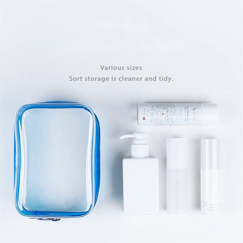 Clear Travel Bags for Toiletries, Lightweight Clear Toiletry Bag, 2 Pack Multipurpose Traveling Transparent TSA Cosmetic Bag Clear Pouch For Traveling-Blue